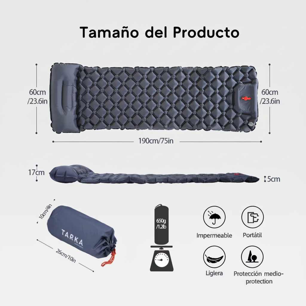 Colchoneta Autoinflable con Almohada Integrada