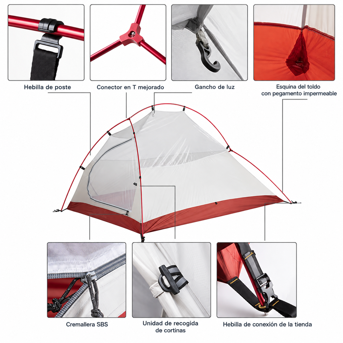 Tienda Ultraligera Camping 2-3 Personas - Autoportante Impermeable